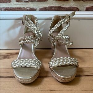 Y2K Tory Burch Gold Braided Espadrilles wedge heels 💕pre-loved 💕